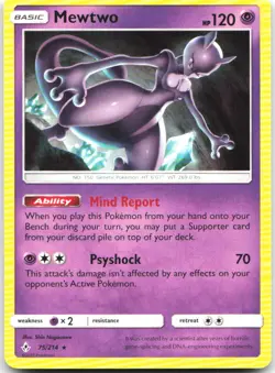 Mewtwo 75/214 Rare Unbroken Bonds Pokemon Near Mint - Image 1