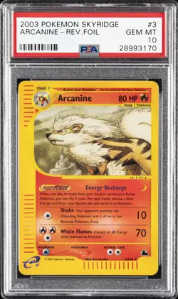2003 POKEMON SKYRIDGE #3 ARCANINE-REVERSE FOIL PSA 10 - Image 1