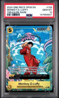 2024 ONE PIECE OP08-TWO LEGENDS TREASURE RARE #109 MONKEY D. LUFFY PSA 10 - Image 1