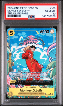 2024 ONE PIECE MONKEY D. LUFFY TREASURE RARE OP08-TWO LEGENDS #109 PSA 10 - Image 1