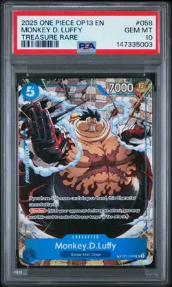 2025 ONE PIECE MONKEY D. LUFFY TR OP13-CARRYING ON HIS WILL #058 PSA 10 - Image 1