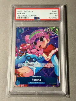 2022 PERONA ONE PIECE (Box Topper) OP01-077 Romance Dawn Foil PSA 10 - Image 1