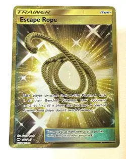 Pokemon Secret Rare Gold ESCAPE ROPE 163/147 Burning Shadows Holo Card - Image 1