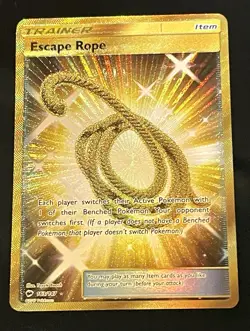Pokemon Secret Rare Gold ESCAPE ROPE 163/147 Burning Shadows Holo Card - Image 3