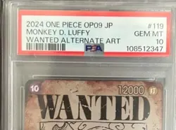 One Piece Monkey D. Luffy Wanted Poster SP OP05-119 PSA 10 Gem Mint Card - Image 3
