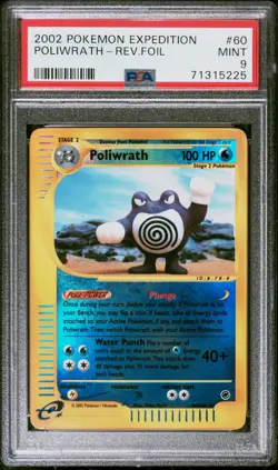 2002 POKEMON EXPEDITION #60 POLIWRATH-REVERSE FOIL PSA 9 - Image 1