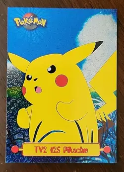 NM! Topps Pokemon TV Series TV2 Pikachu #25 Black Label Rare Textured Holo Foil - Image 1
