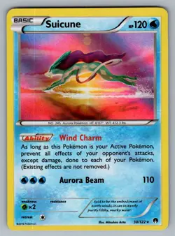 Suicune 30/122 Holo Rare BREAKpoint Pokemon LP - Image 1