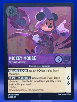 Disney Lorcana Mickey Mouse Wayward Sorcerer 51/204 Rare Cold FOIL First Chapter - Image 3