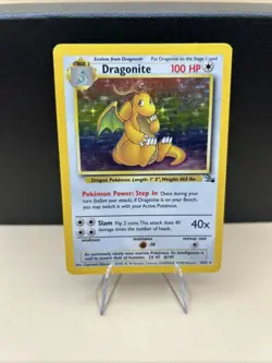 Pokemon TCG Dragonite 4/62 Fossil Holo Card Unlimited Edition Vintage - Image 1