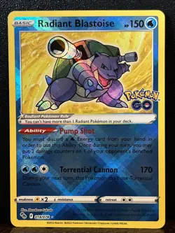 Pokemon Card TCG - Radiant Blastoise 018/078 Radiant Holo Rare - Pokemon GO - Image 1