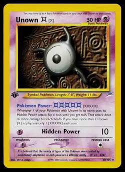 Pokemon Card Neo Destiny Unown [X] 30/105 1st Edition Rare - Image 1