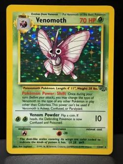 Venomoth 13/64 WOTC Jungle Rare Unlimited Holo Holo Pokemon Card LP - Image 1