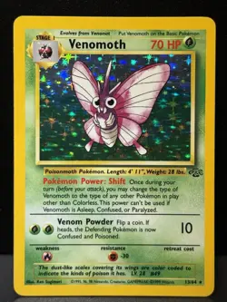 Venomoth 13/64 WOTC Jungle Rare Unlimited Holo Holo Pokemon Card LP - Image 5