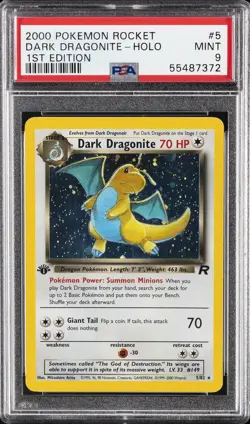 2000 POKEMON ROCKET 1ST EDITION #5 DARK DRAGONITE-HOLO PSA 9 - Image 1