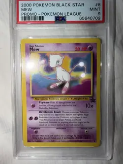 2000 Pokemon Black Star Promo Mew #8 Pokemon League PSA 9 Mint WOTC - Image 1