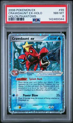 2006 POKEMON EX HOLON PHANTOMS #99 CRAWDAUNT EX-HOLO PSA 8 - Image 1