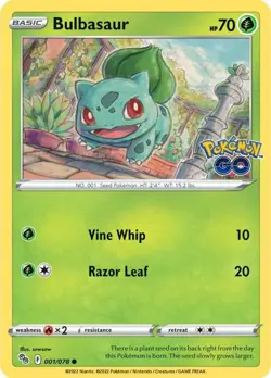Bulbasaur 1/78 Common Pokemon GO TCG NM - Image 1