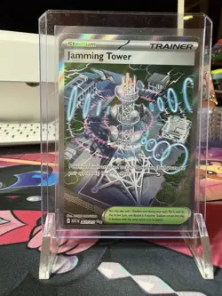 Pokemon TCG Jamming Tower 243/182 Destined Rivals Hyper Rare Holo Trainer - Image 1