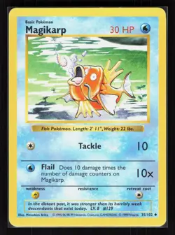 Magikarp Unlimited Uncommon Pokemon Base Set (Shadowless) 035/102 MP - Image 1