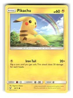 Pikachu 28/73 Common Shining Legends Pokemon Lightly Played - Image 1