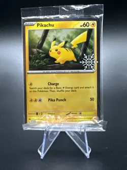 Pikachu 025/165 -Pokemon TCG Holiday 2025 Stamped & Sealed Promo NM - Image 1