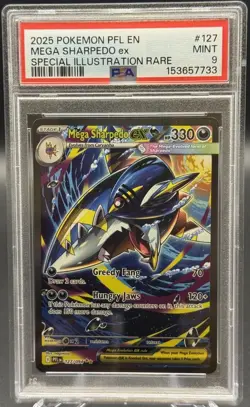 2025 Pokemon Mega Sharpedo ex #127 PSA 9 MINT Special Illustration Rare 🔥 - Image 1