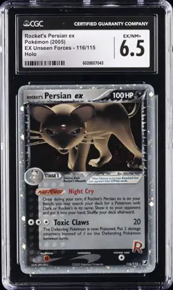 2005 POKEMON EX UNSEEN FORCES HOLO #116 ROCKET'S PERSIAN EX CGC 6.5 - Image 1