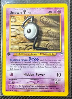 Pokemon 2002 Neo DESTINY 1st Edition UNOWN G 27/105 rare NM - never played - Image 1