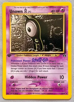 Pokemon 1st EDITION Unown A #33/75 - 2001 Neo Discovery Set - NM or Better Cond. - Image 1