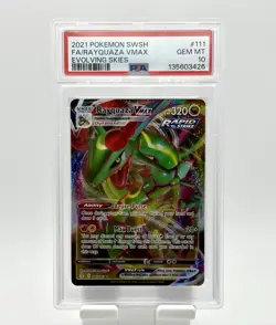 PSA 10 Rayquaza VMAX 111/203 SWSH07: Evolving Skies Holo Pokemon Vintage Rare - Image 1