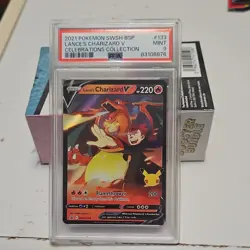 Pokemon TCG Lance's Charizard V SWSH133 Black Star Promo Holo PSA 9 2021 - Image 1