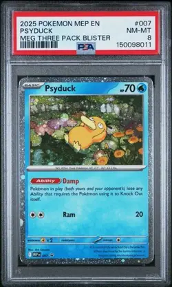 2025 Pokemon MEP EN Psyduck Meg Three Pack Blister #007 PSA 8 - Image 1