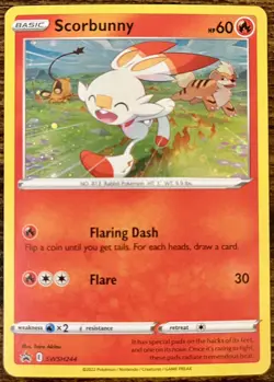 Scorbunny SWSH244 - Black Star Promo - Cosmos Holo Rare Pokemon Card TCG - Image 1