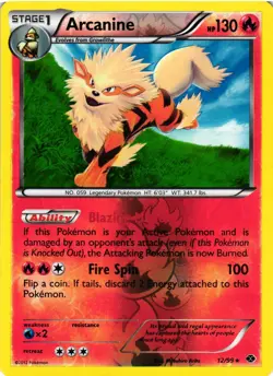 Pokemon TCG Arcanine 12/99 Next Destinies Reverse Holo Rare LP - Image 1