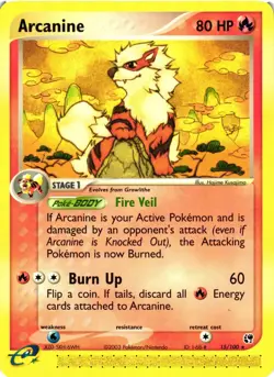 Pokemon TCG Arcanine 15/100 Regular Rare Sandstorm E-reader VLP - Image 1
