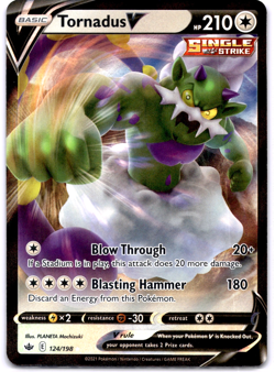 Pokemon TCG Tornadus V 124/198 Chilling Reign Holo Rare Near Mint - Image 1