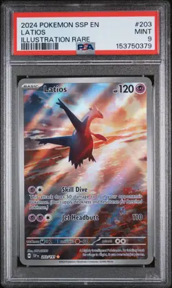 2024 POKEMON SSP EN-SURGING SPARKS ILLUSTRATION RARE #203 LATIOS PSA 9 - Image 1