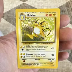 Pokemon TCG Raichu 14/102 Base Set Holo Rare Stage 1 80 HP English - Image 1