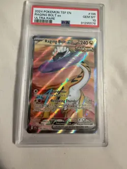 2024 Pokemon TEF En-Temporal Forces 196 Raging Bolt EX Ultra Rare PSA 10 - Image 1