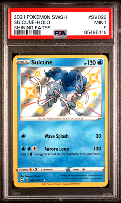 PSA 9 MINT Graded 2021 POKEMON SWORD & SHIELD SHINING FATES SV022 SUICUNE HOLO - Image 1