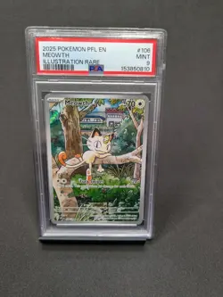 Meowth 106/094 Illustration Rare Pfl En-phantasmal Flames Pokemon PSA 9 - Image 1