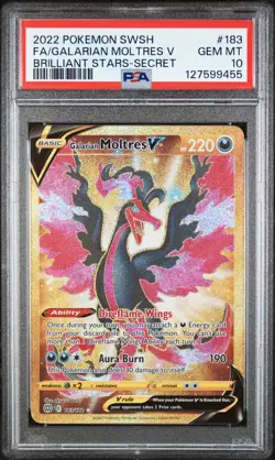 Galarian Moltres V Pokemon Sword & Shield Brilliant Stars 183 NM PSA 10 - Image 1
