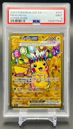 2024 Pokemon Pikachu ex 247/191 Surging Sparks PSA 9 MINT Gold Hyper Rare ENG - Image 1