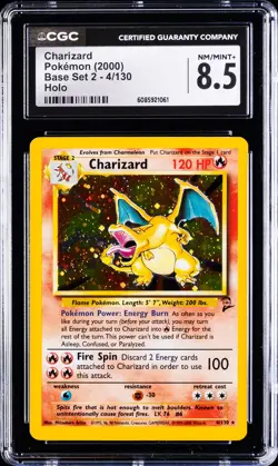 2000 POKEMON BASE SET 2 HOLO #4/130 CHARIZARD CGC 8.5 - Image 1