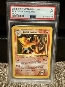 Pokemon TCG Blaine's Charizard Holo Rare Gym Challenge 2/132 PSA 2 2000 English - Image 1