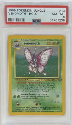 Venomoth Holo 13/64 Jungle Unlimited 1999 PSA 8 - Image 1
