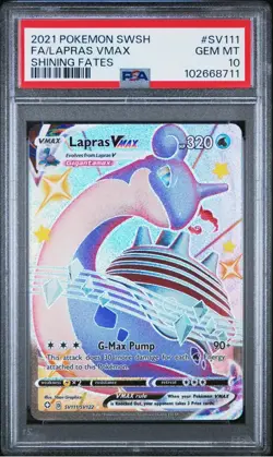 Pokemon PSA 10 Lapras SV111/SV122 VMAX Full Art Shining Fates Card - Image 1