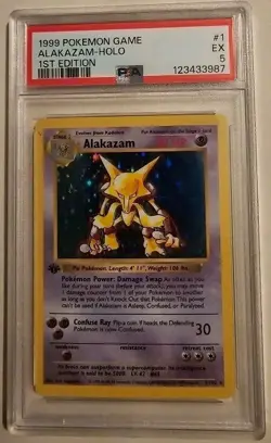 1999 POKEMON BASE SET 1ST EDITION #1 ALAKAZAM-HOLO PSA 5 - Image 1