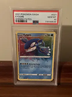PSA 10 GEM MT 2021 POKEMON SWORD & SHIELD SHINING FATES #021 KYOGRR - Image 1